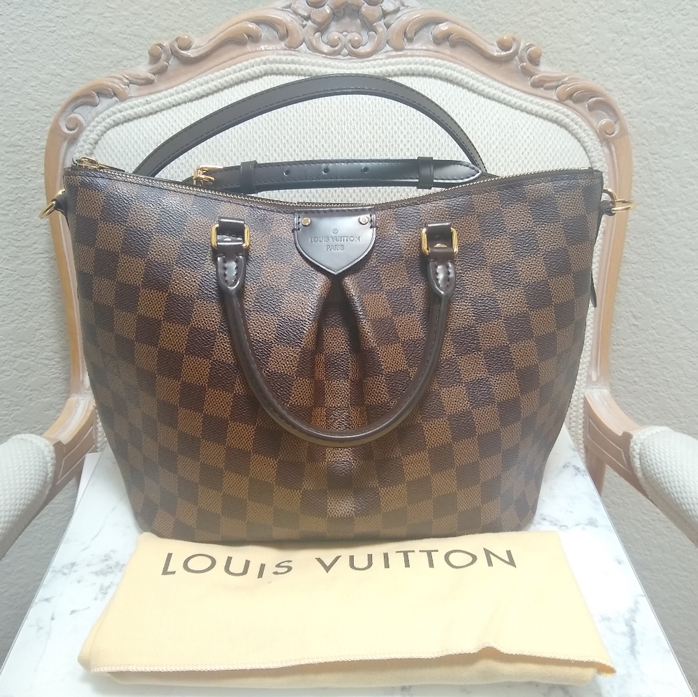 Authentic Louis Vuitton Sienna Damier Ebene MM Crossbody Bag with Strap